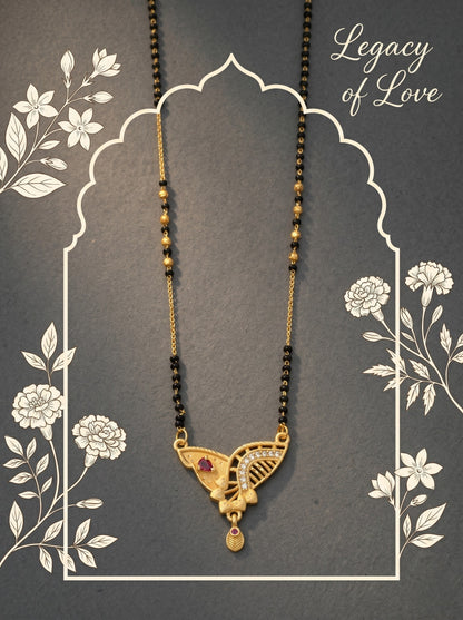Gold-Toned Stone Studded Mangalsutra with Matching Earrings Combo Set