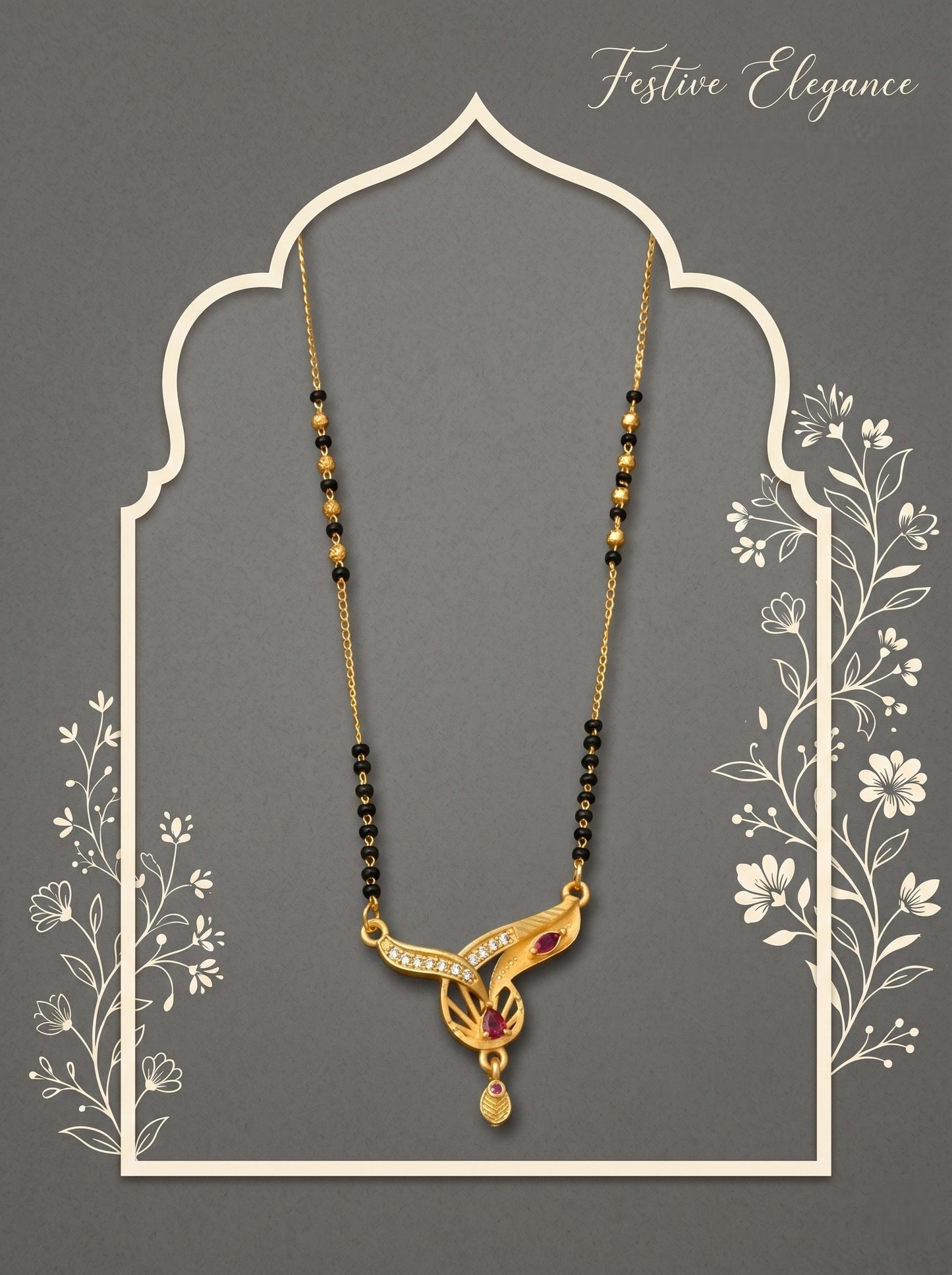 Gold-Toned Stone Studded Mangalsutra with Matching Earrings Combo Set