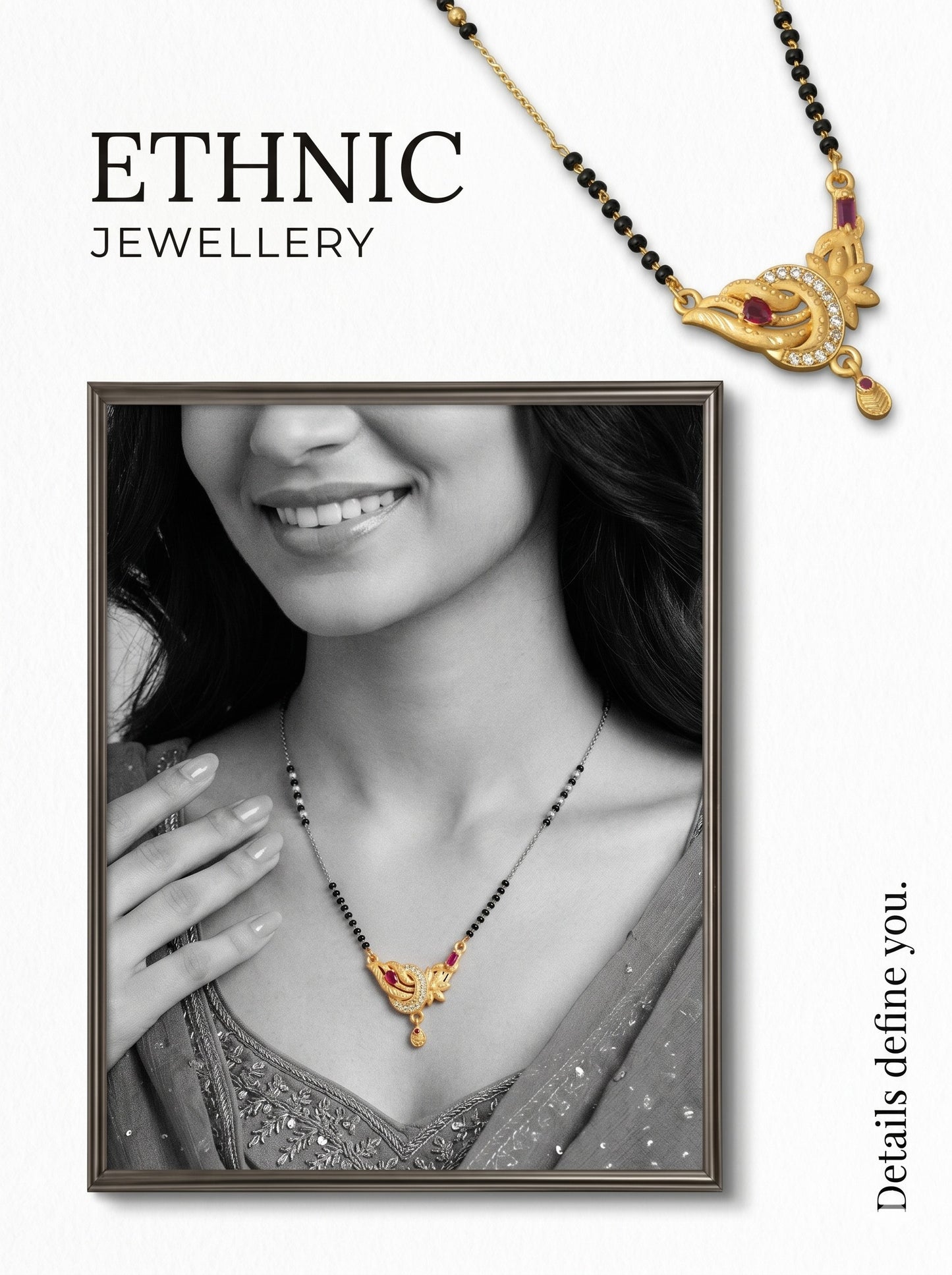 Gold-Toned Stone Studded Mangalsutra with Matching Earrings Combo Set