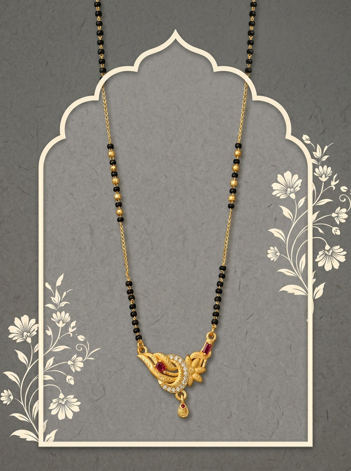 Gold-Toned Stone Studded Mangalsutra with Matching Earrings Combo Set
