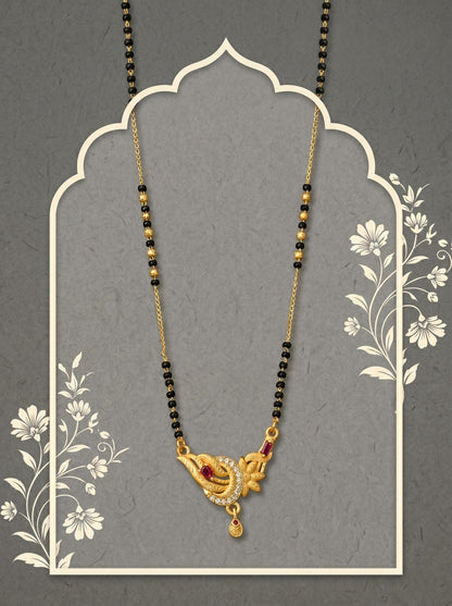 Gold-Toned Stone Studded Mangalsutra with Matching Earrings Combo Set