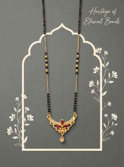 Gold-Toned Stone Studded Mangalsutra with Matching Earrings Combo Set