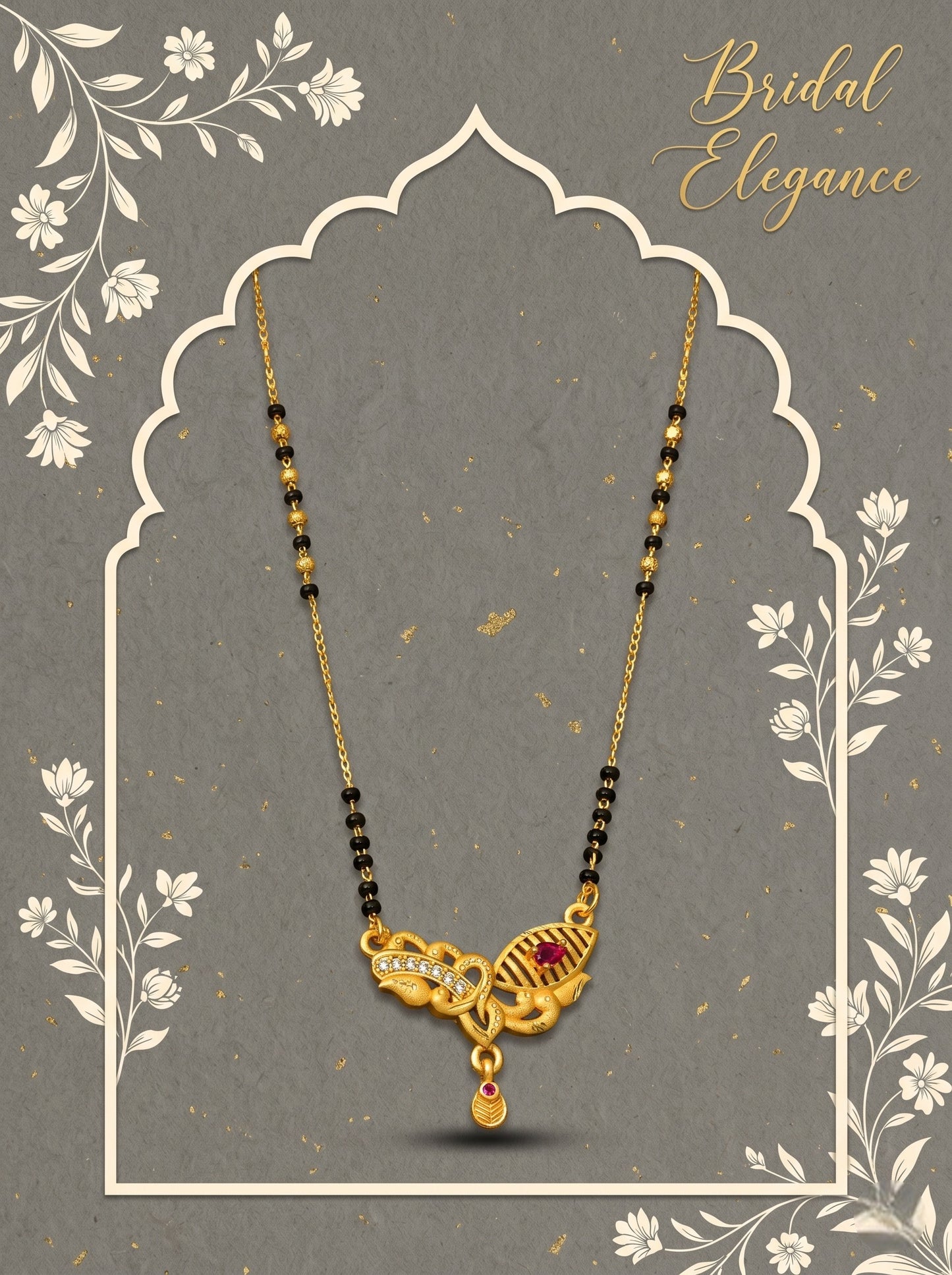Gold-Toned Stone Studded Mangalsutra with Matching Earrings Combo Set