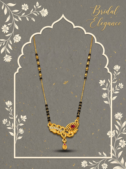 Gold-Toned Stone Studded Mangalsutra with Matching Earrings Combo Set