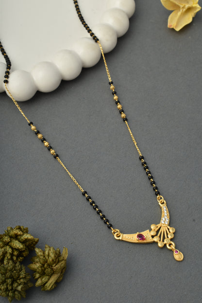Gold-Toned Stone Studded Mangalsutra with Matching Earrings Combo Set