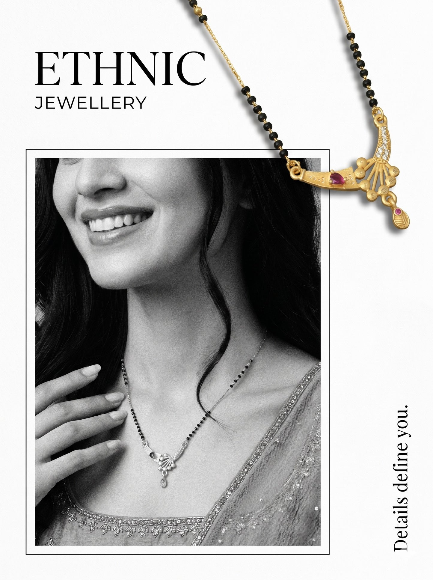 Gold-Toned Stone Studded Mangalsutra with Matching Earrings Combo Set