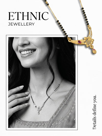 Gold-Toned Stone Studded Mangalsutra with Matching Earrings Combo Set