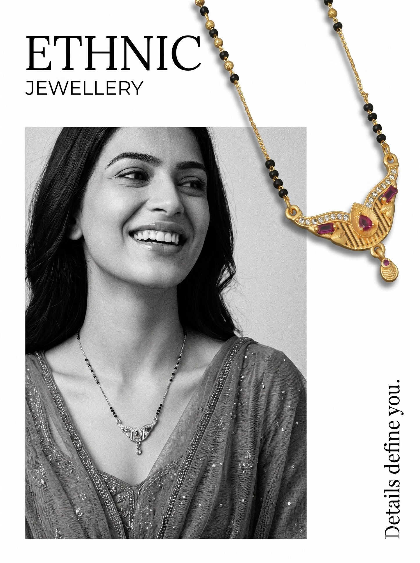 Gold-Toned Stone Studded Mangalsutra with Matching Earrings Combo Set