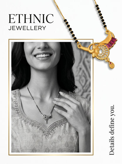 Gold-Toned Stone Studded Mangalsutra with Matching Earrings Combo Set