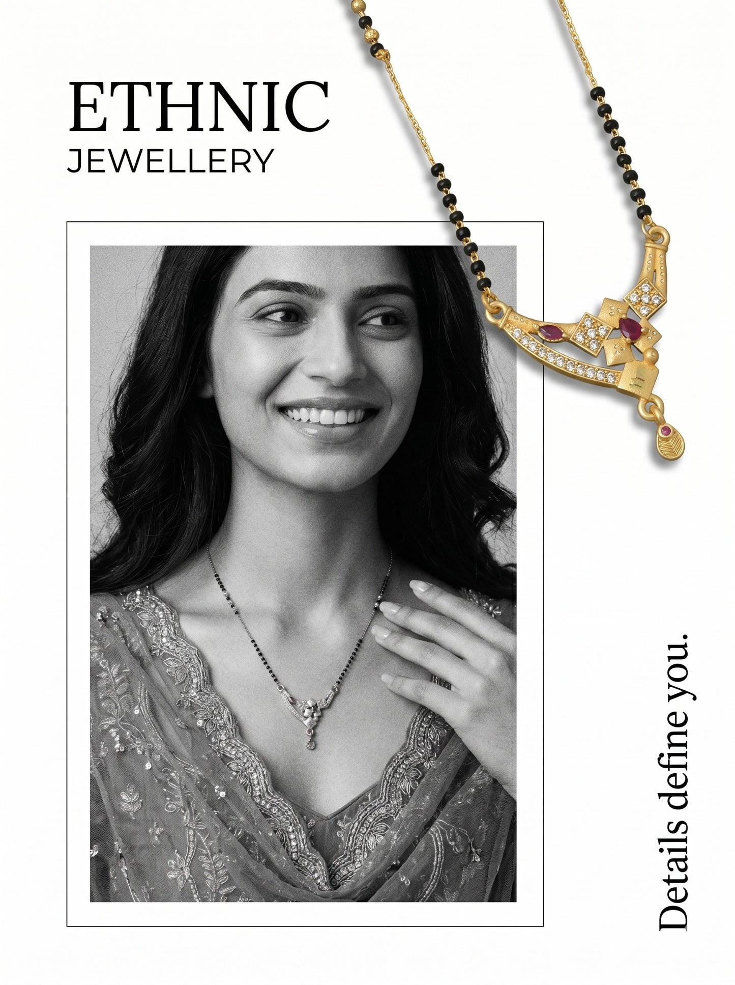 Gold-Toned Stone Studded Mangalsutra with Matching Earrings Combo Set
