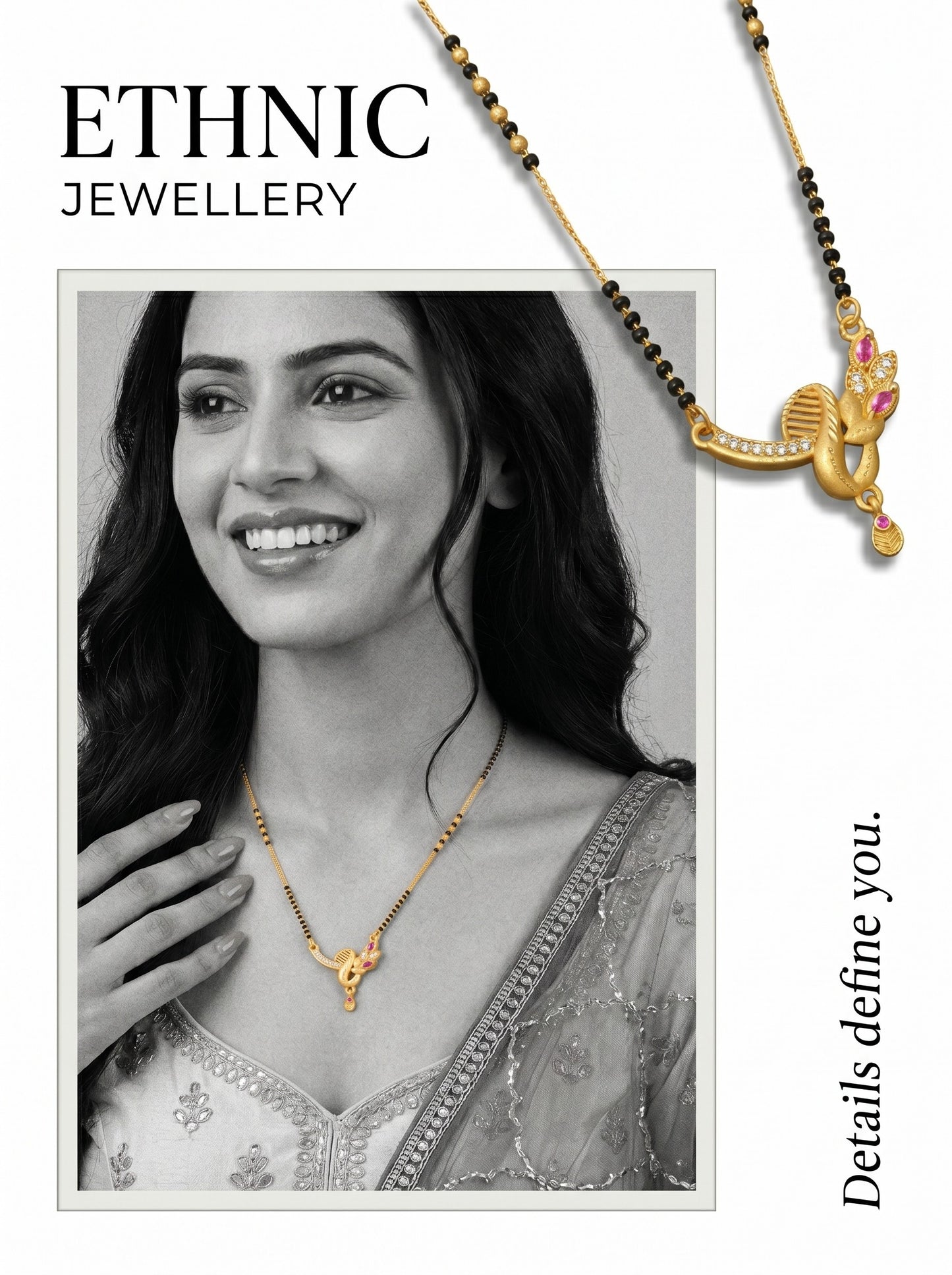 Gold-Toned Stone Studded Mangalsutra with Matching Earrings Combo Set