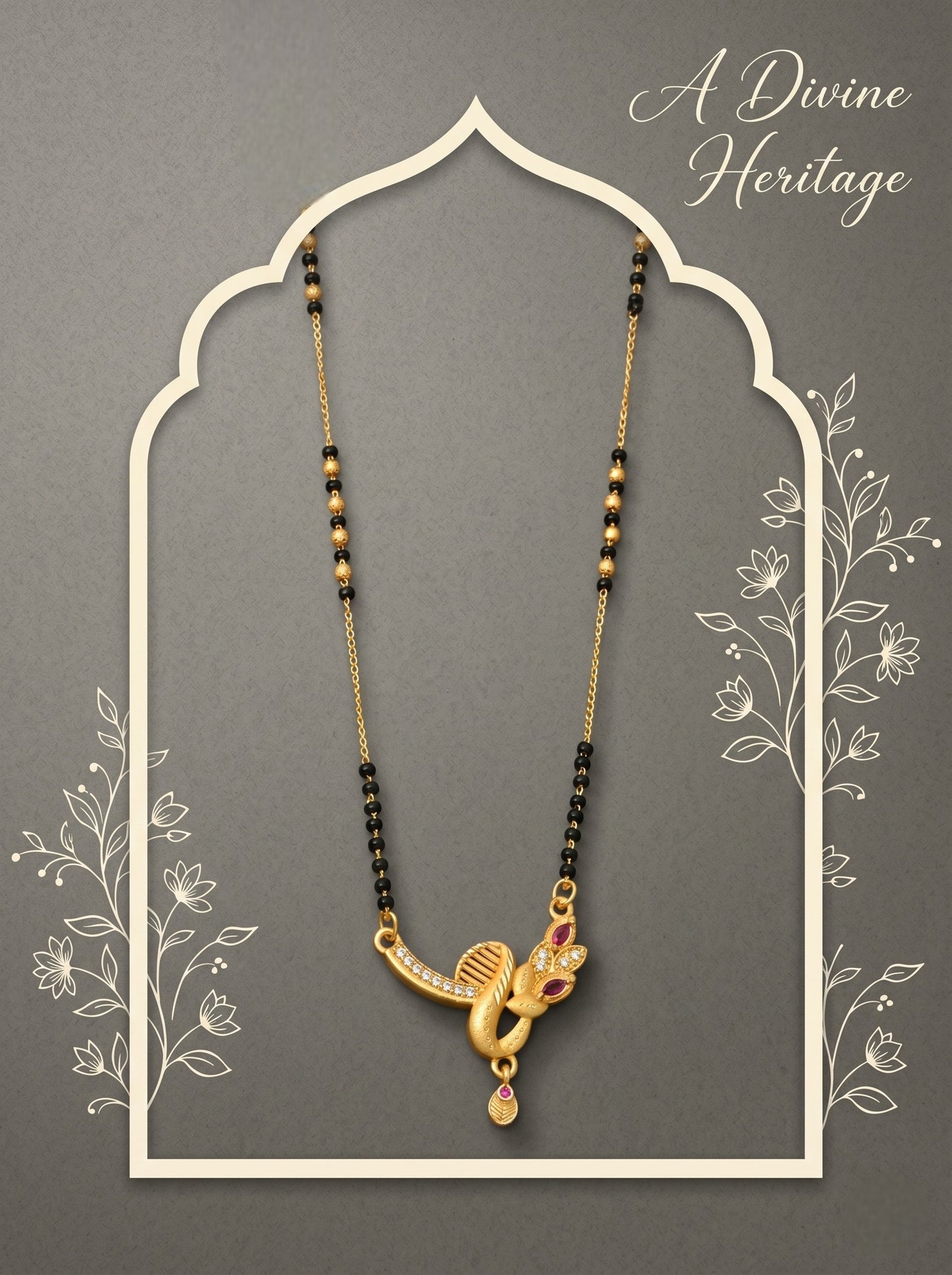 Gold-Toned Stone Studded Mangalsutra with Matching Earrings Combo Set