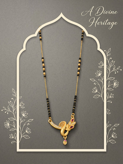 Gold-Toned Stone Studded Mangalsutra with Matching Earrings Combo Set