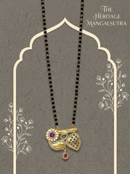 Gold-Toned Stone Studded Mangalsutra with Matching Earrings Combo Set