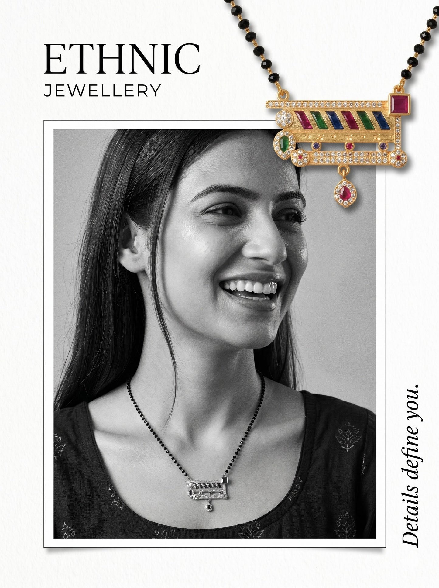 Gold-Toned Stone Studded Mangalsutra with Matching Earrings Combo Set