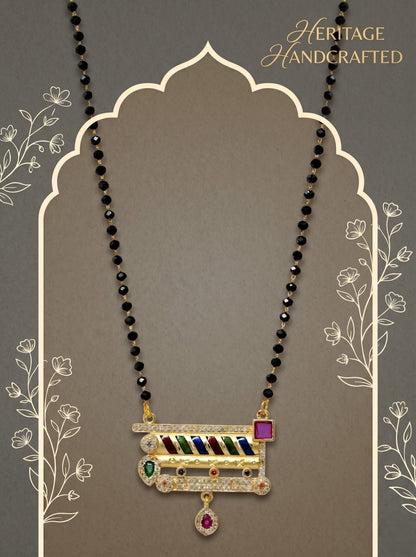 Gold-Toned Stone Studded Mangalsutra with Matching Earrings Combo Set