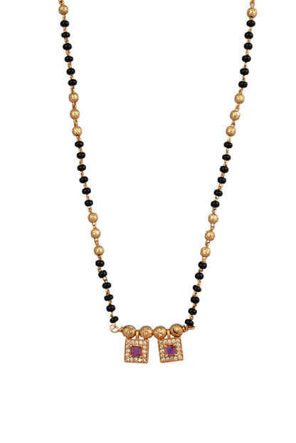 Stylish Black Beaded Gold Plated AD Mangalsutra for Women