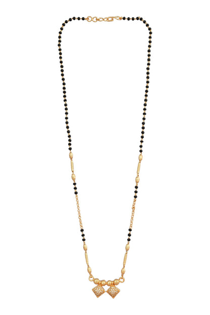 Stylish Black Beaded Gold Plated AD Mangalsutra for Women