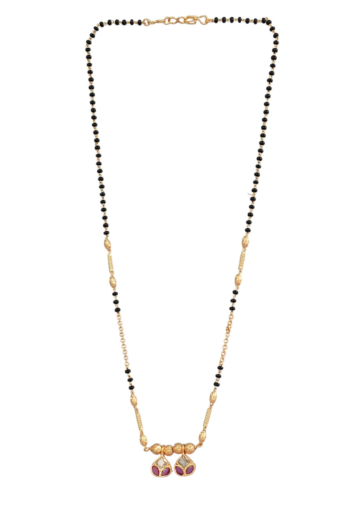 Stylish Black Beaded Gold Plated AD Mangalsutra for Women