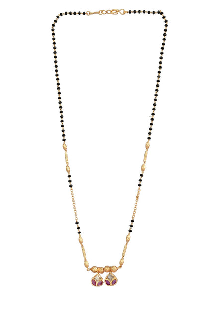 Stylish Black Beaded Gold Plated AD Mangalsutra for Women