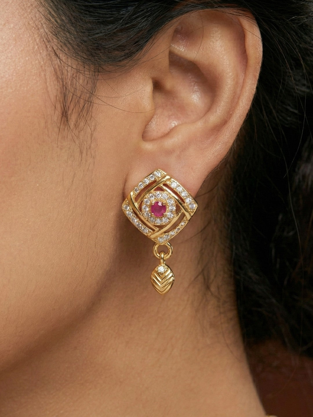 Meira Jewellery Gold-Plated Necklace Set with Matching Stud Earrings, Floral Filigree Pendant Design, CZ Stone Accents, Adjustable Dori, Traditional Indian Party Jewellery for Weddings & Festivals-02