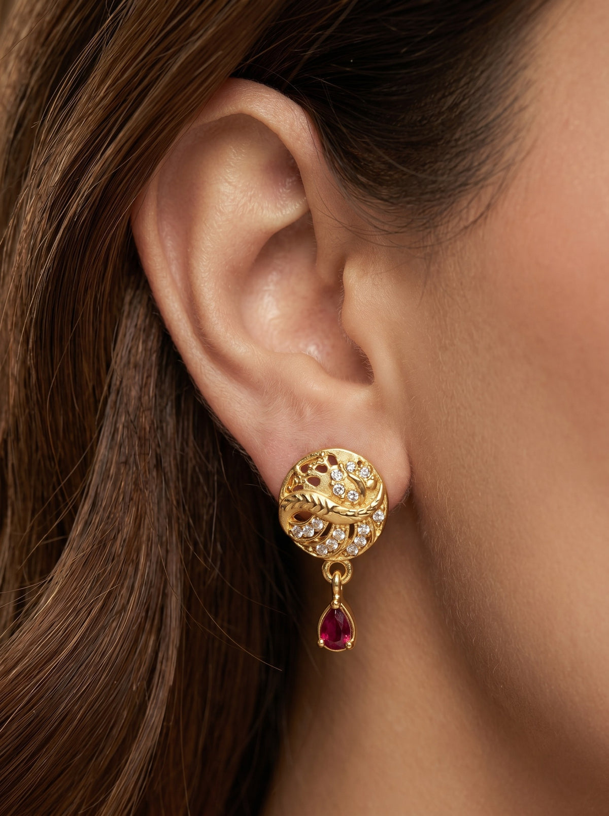 Gold Plated AD Studded Necklace Set with Matching Earrings for Women