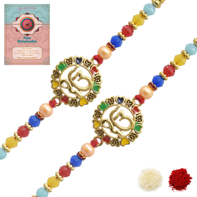 Spiritual ik onkar Rakhis Divine Goldplated Multicolored Rakhis 1 Rakhi ...