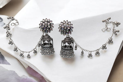 silver jewellery,earring with earchain,Earrings for girls