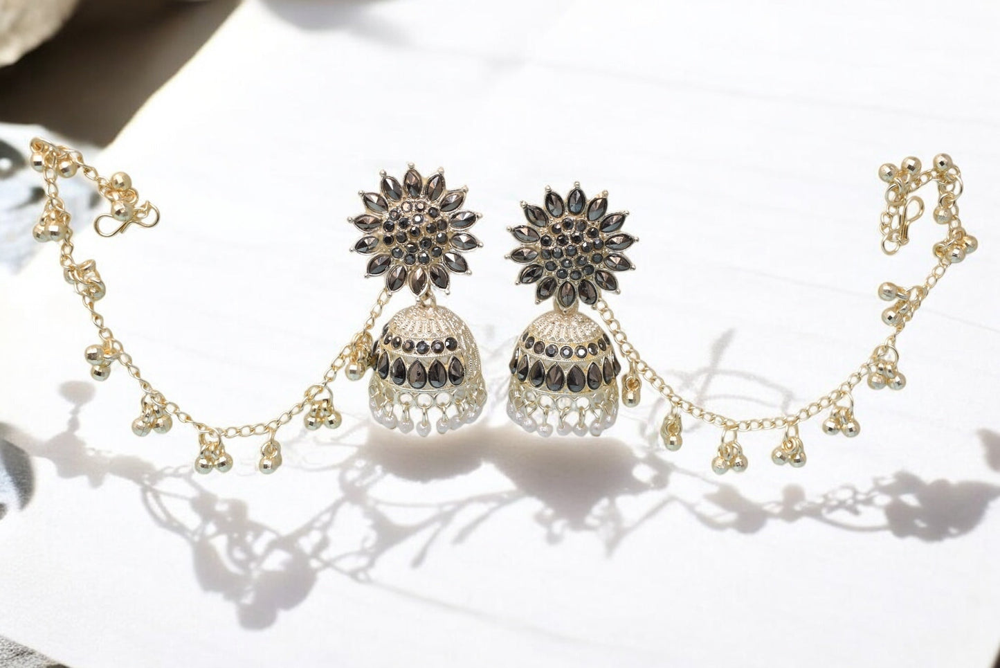silver jewellery,earring with earchain,Earrings for girls