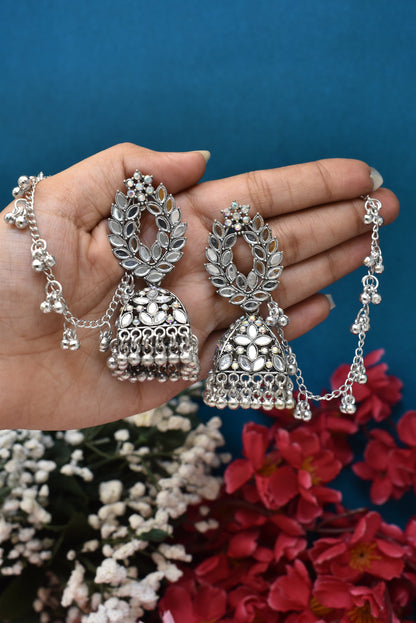 silver jewellery,bahubali earrings,earring with hairchan