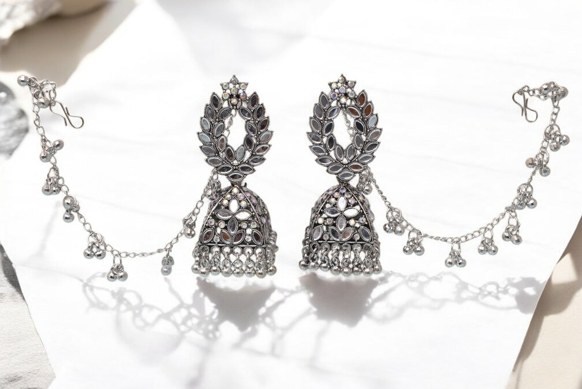 silver jewellery,earring with earchain,Earrings for girls
