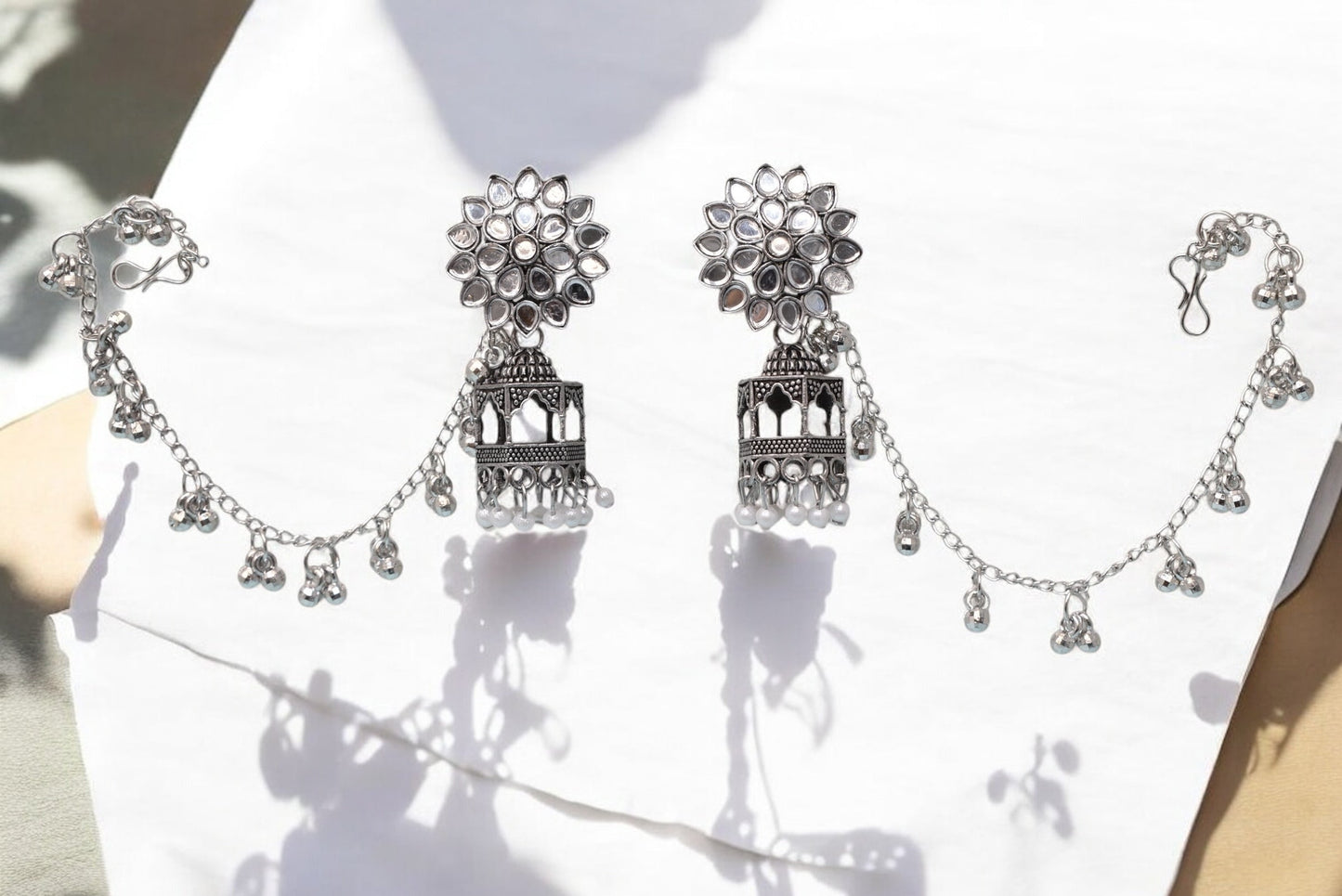 silver jewellery,earring with earchain,Earrings for girls