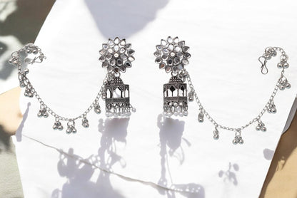 silver jewellery,earring with earchain,Earrings for girls