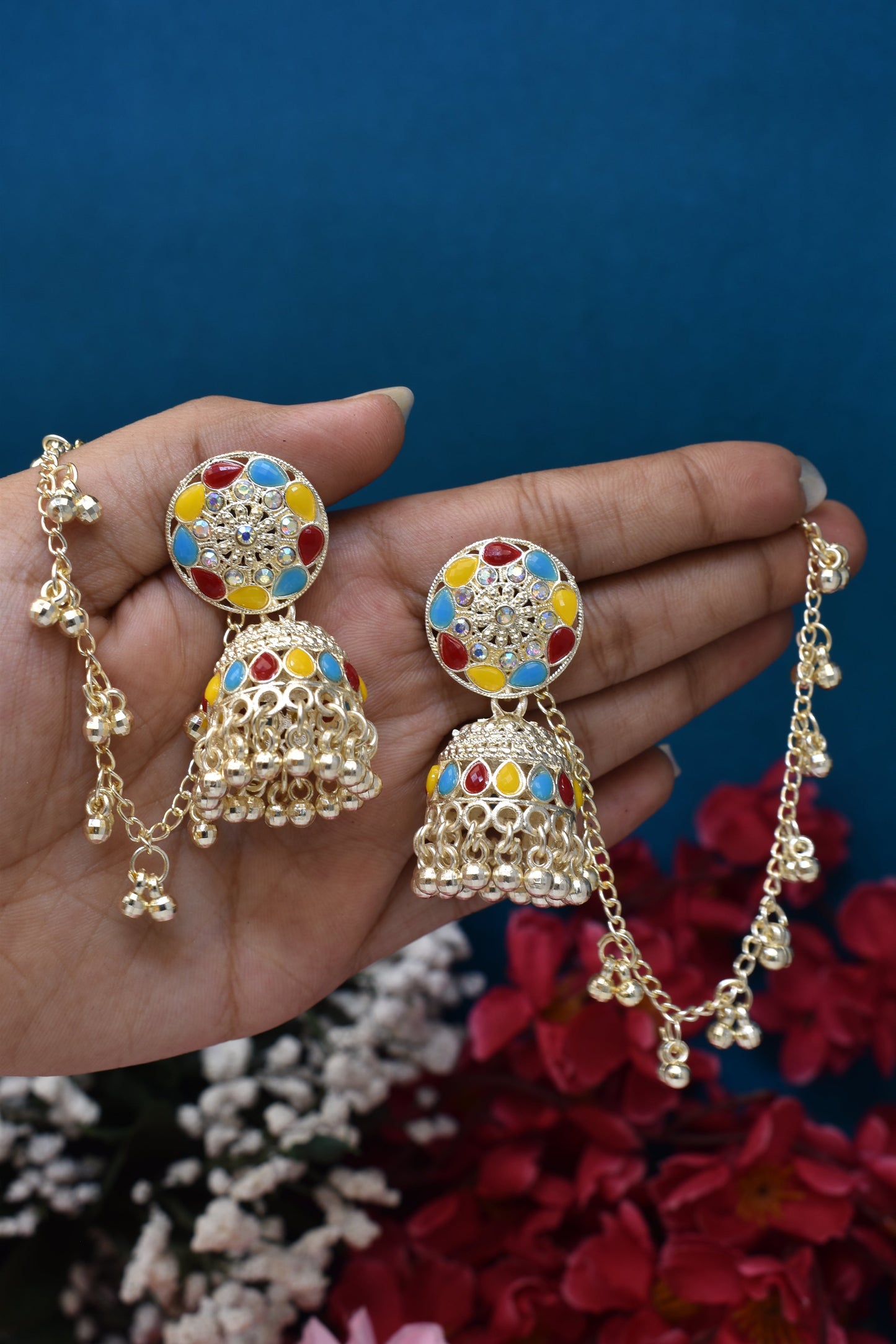 silver jewellery,bahubali earrings,earring with hairchan