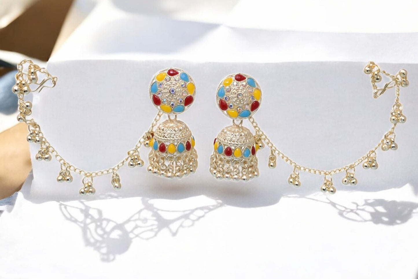 silver jewellery,earring with earchain,Earrings for girls