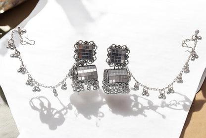 silver jewellery,earring with earchain,Earrings for girls