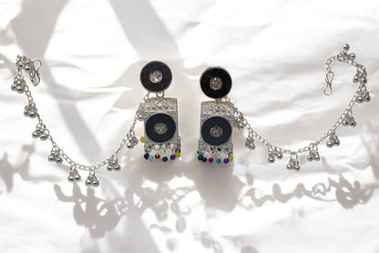 silver jewellery,earring with earchain,Earrings for girls