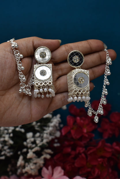 silver jewellery,bahubali earrings,earring with hairchan