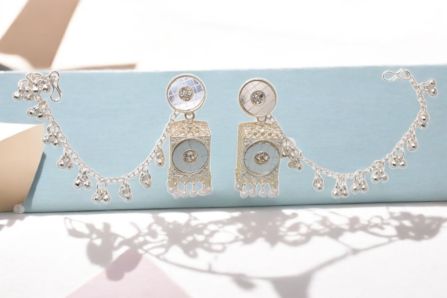 silver jewellery,earring with earchain,Earrings for girls