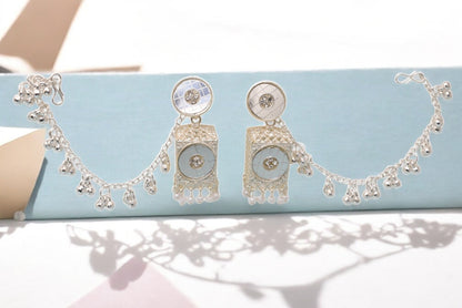 silver jewellery,earring with earchain,Earrings for girls