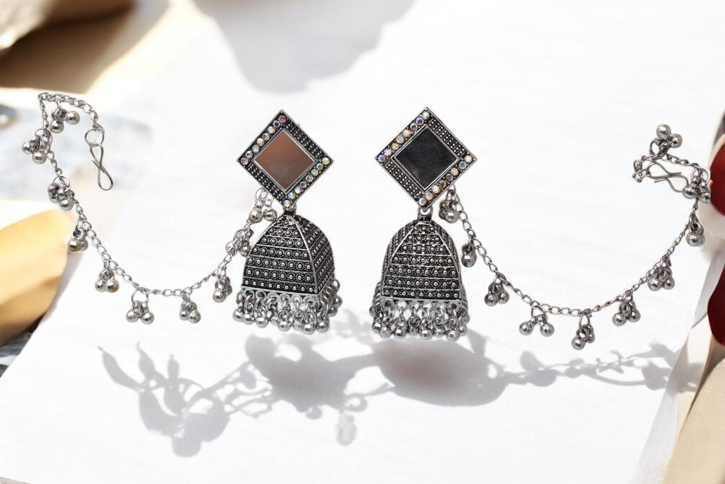 silver jewellery,earring with earchain,Earrings for girls