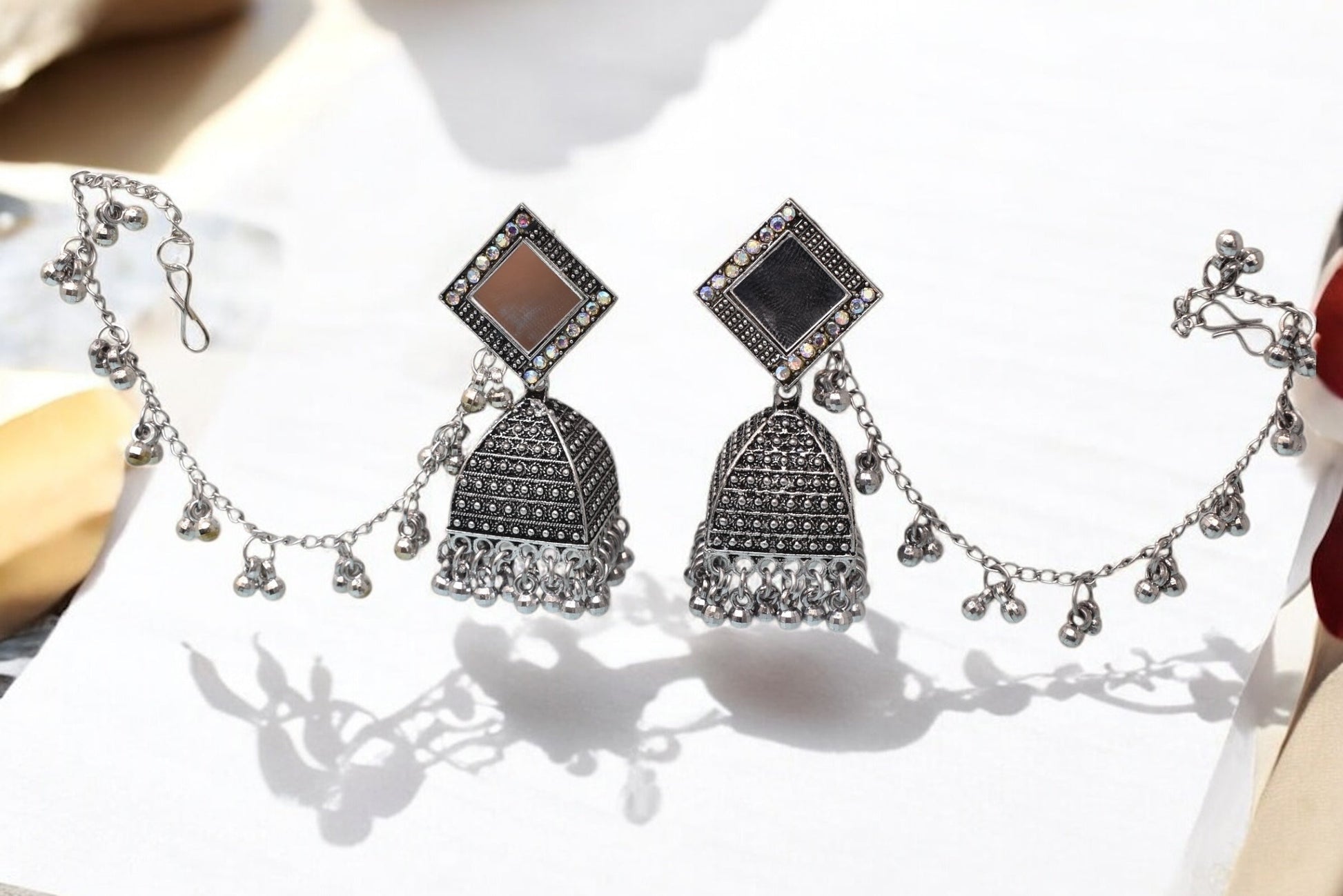 silver jewellery,earring with earchain,Earrings for girls