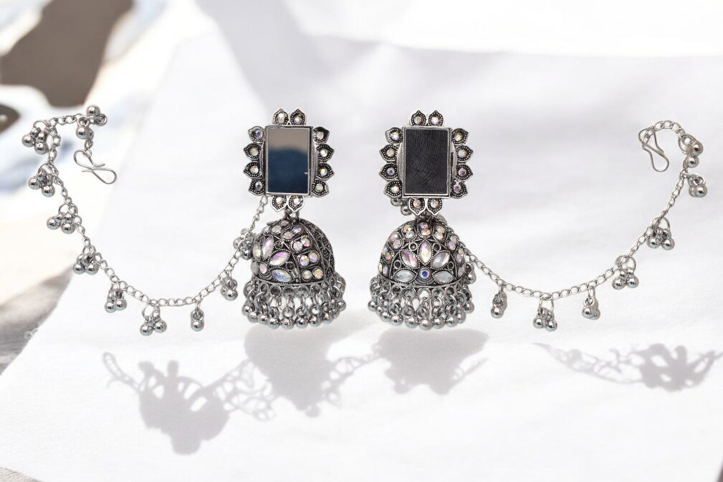 silver jewellery,earring with earchain,Earrings for girls