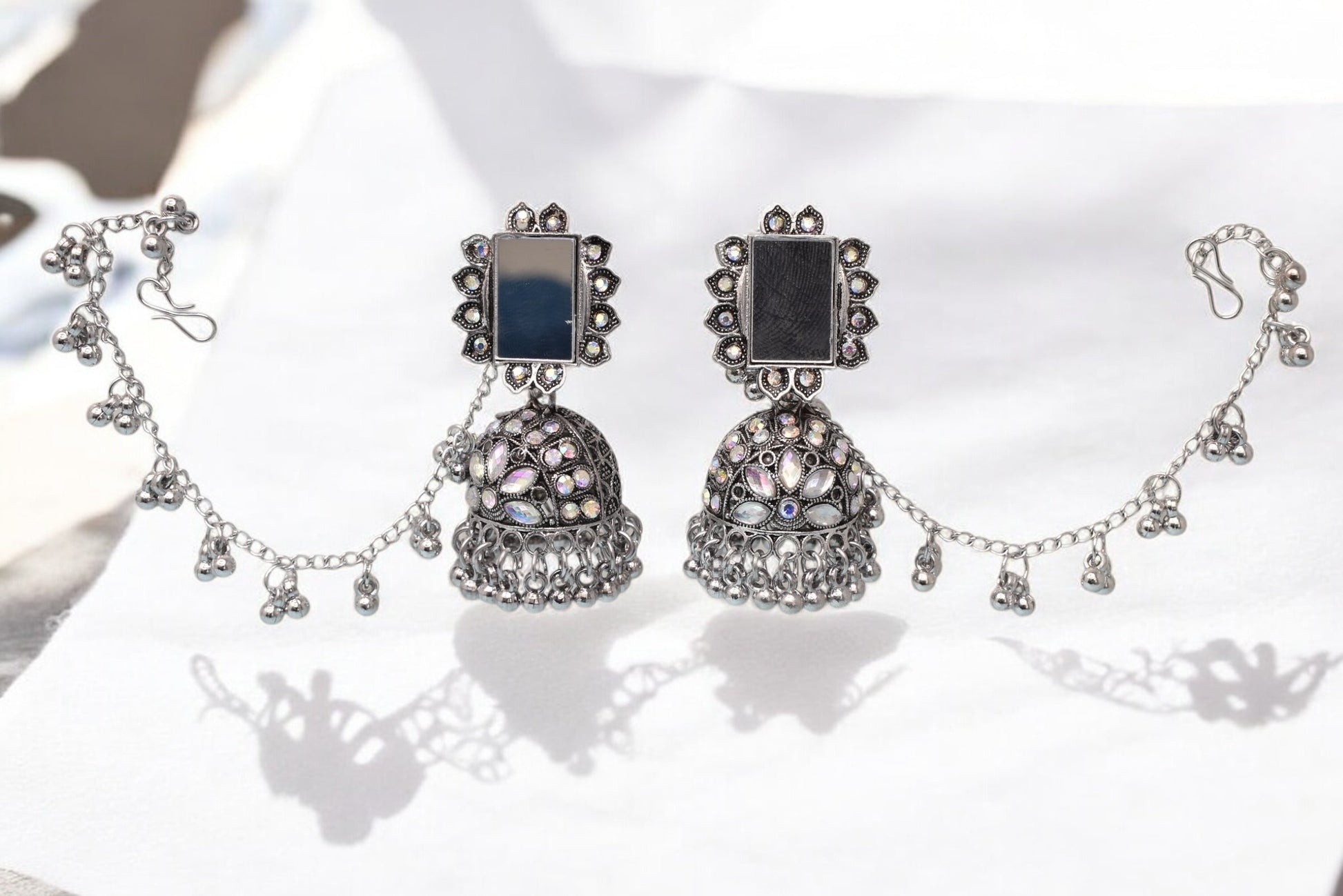 silver jewellery,earring with earchain,Earrings for girls