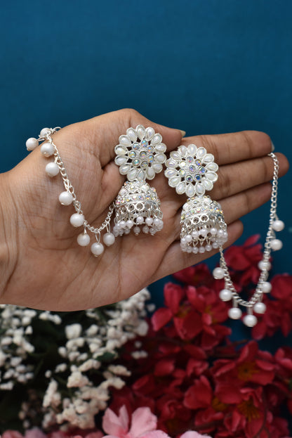 silver jewellery,bahubali earrings,earring with hairchan