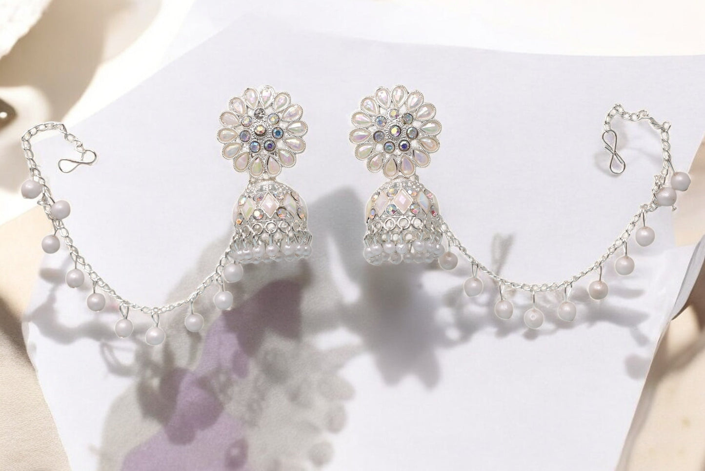 silver jewellery,earring with earchain,Earrings for girls