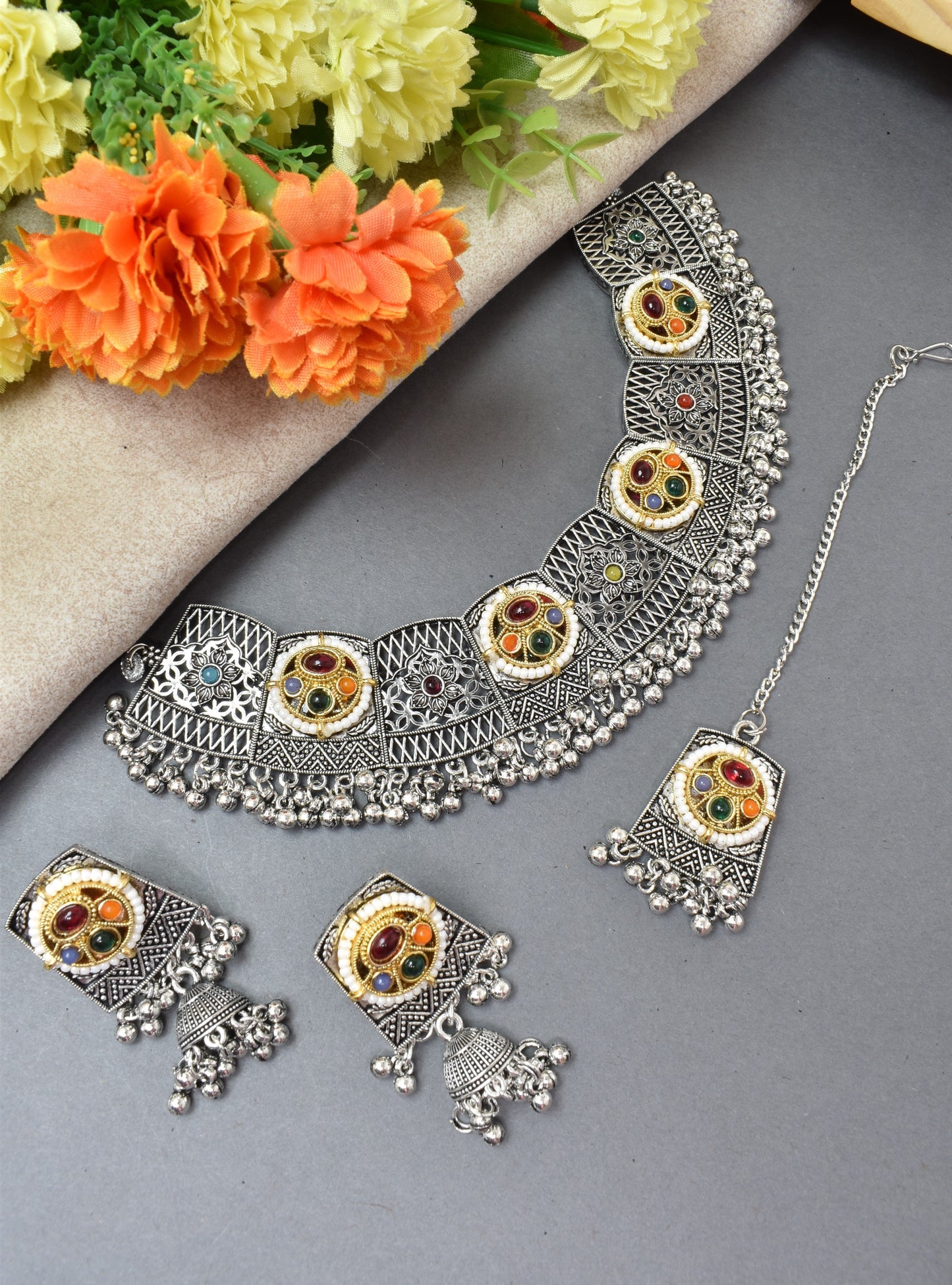 jewellery set for girls,Oxidised silver set,oxidised jwellery set,navratri jewellery set,garba jewellery set,Jewellery set,necklace gale ka,german silver necklace,Jewellery set for women,gale ka haar,neklace set,jewelery set for women,Antique designer set,gift ideas for wife