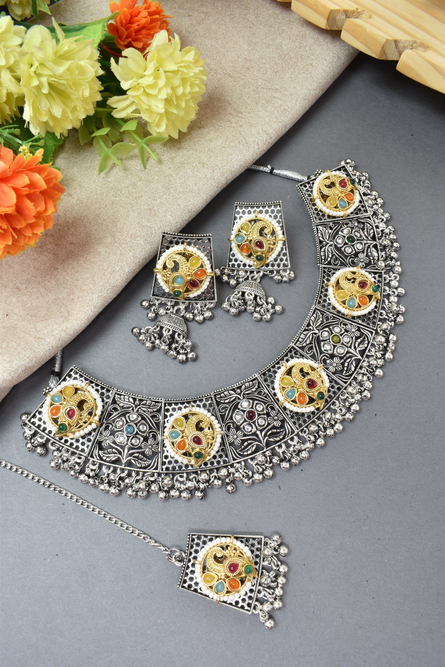 jewellery set for girls,Oxidised silver set,oxidised jwellery set,navratri jewellery set,garba jewellery set,Jewellery set,necklace gale ka,german silver necklace,Jewellery set for women,gale ka haar,neklace set,jewelery set for women,Antique designer set,gift ideas for wife