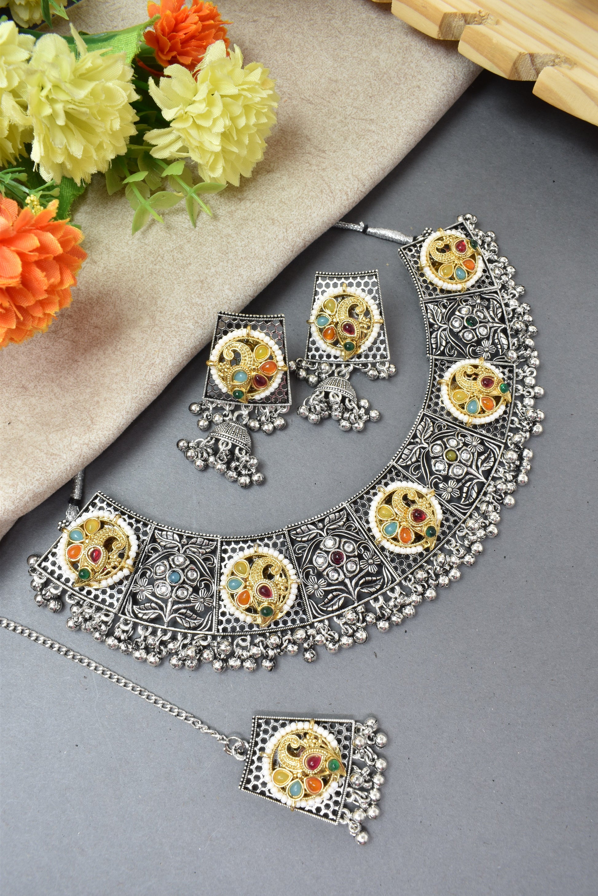 jewellery set for girls,Oxidised silver set,oxidised jwellery set,navratri jewellery set,garba jewellery set,Jewellery set,necklace gale ka,german silver necklace,Jewellery set for women,gale ka haar,neklace set,jewelery set for women,Antique designer set,gift ideas for wife