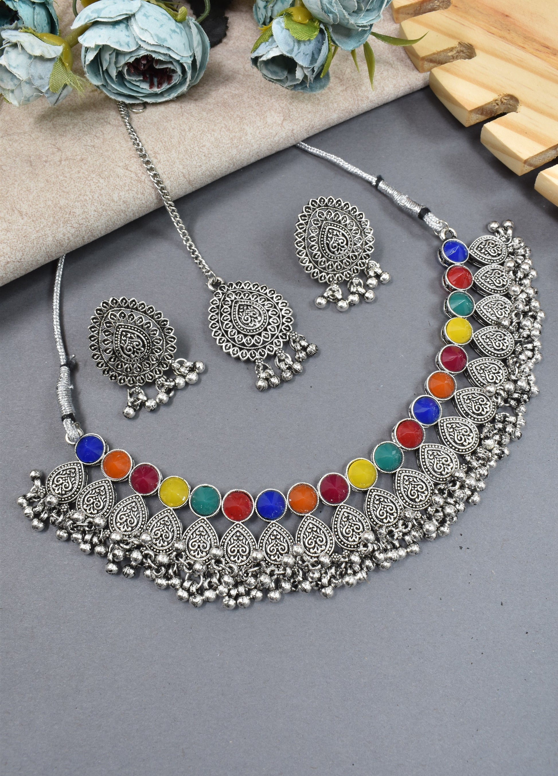 jewellery set for girls,Oxidised silver set,oxidised jwellery set,navratri jewellery set,garba jewellery set,Jewellery set,necklace gale ka,german silver necklace,Jewellery set for women,gale ka haar,neklace set,jewelery set for women,Antique designer set,gift ideas for wife
